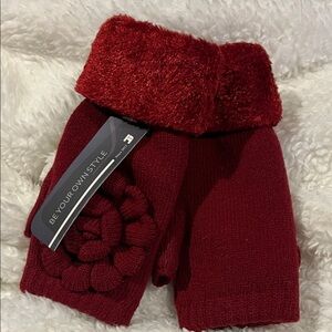Women's Red Fingerless Gloves